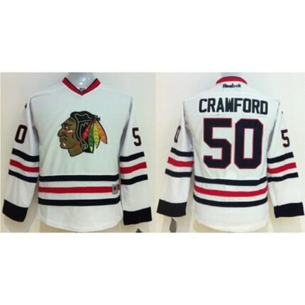 Blackhawks #50 Corey Crawford White Stitched Youth NHL Jersey