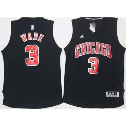Bulls #3 Dwyane Wade Black Fashion Stitched NBA Jersey