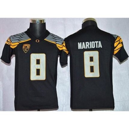 Ducks #8 Marcus Mariota Black Mach Speed Limited Stitched Youth NCAA Jersey