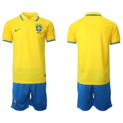 Men's Brazil Blank Yellow Home Soccer Jersey Suit