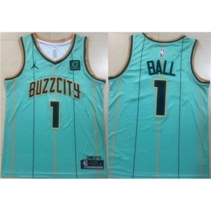 Men's Charlotte Hornets #1 LaMelo Ball Teal Stitched Basketball Jersey
