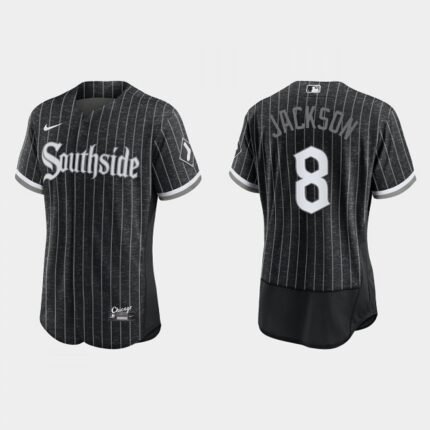 Men's Chicago White Sox #8 Bo Jackson Black 2021 City Connect Flex Base Stitched Jersey