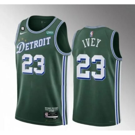Men's Detroit Pistons #23 Jaden Ivey Green 2022/23 City Edition With NO.6 Patch Stitched Jersey