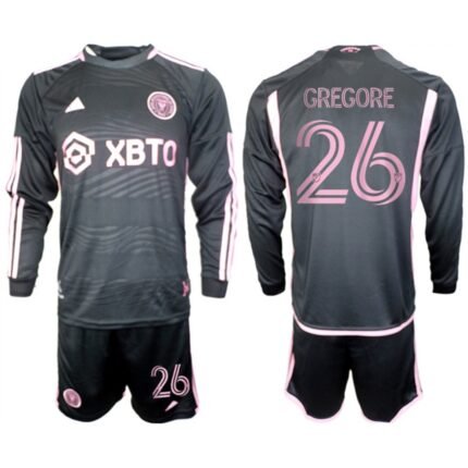 Men's Inter Miami CF #26 Gregore 2023/24 Black Away Soccer Jersey Suit