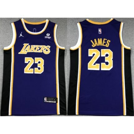 Men's Los Angeles Lakers #23 LeBron James Purple Stitched Basketball Jersey