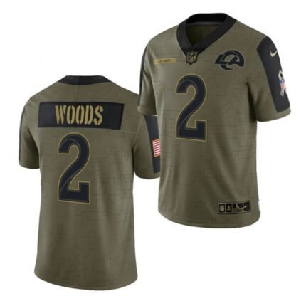Men's Los Angeles Rams #2 Robert Woods 2021 Olive Salute To Service Limited Stitched Jersey