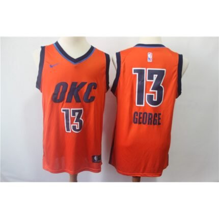 Men's Oklahoma City Thunder #13 Paul George Orange 2018/19 Earned Edition Swingman Stitched NBA Jersey