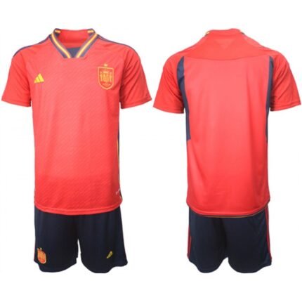 Men's Spain Blank Red Home Soccer Jersey Suit