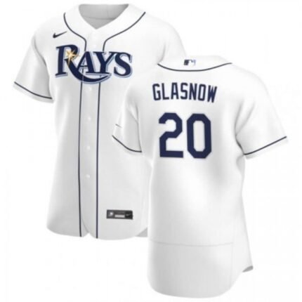 Men's Tampa Bay Rays #20 Tyler Glasnow White Flex Base Stitched Jersey