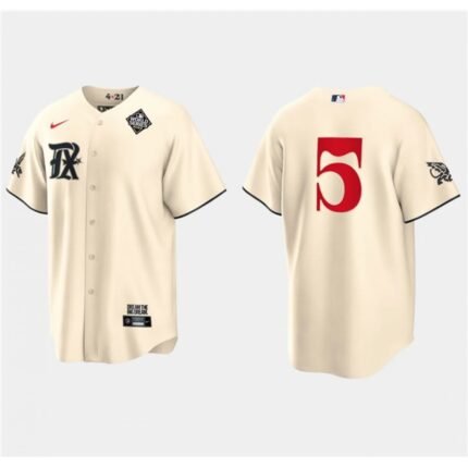 Men's Texas Rangers #5 Corey Seager Cream 2023 World Series City Connect Stitched Baseball  Jersey