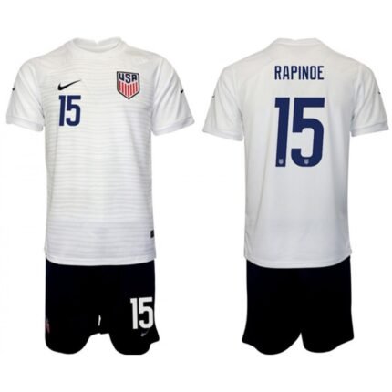 Men's United States #15 Rapinoe White Home Soccer Jersey Suit