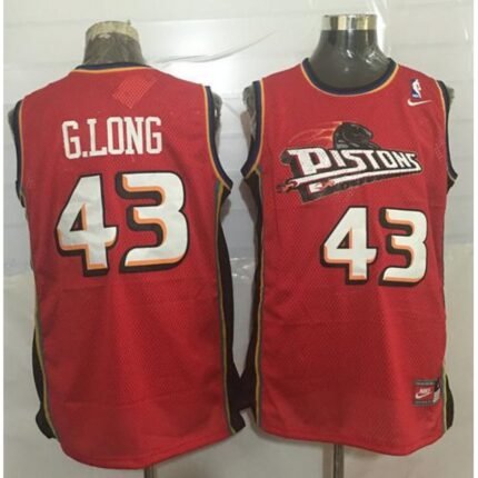 Pistons #43 Grant Long Red Nike Throwback Stitched NBA Jersey