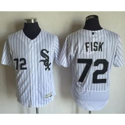 White Sox #72 Carlton Fisk White(Black Strip) Flexbase Authentic Collection Stitched MLB Jersey