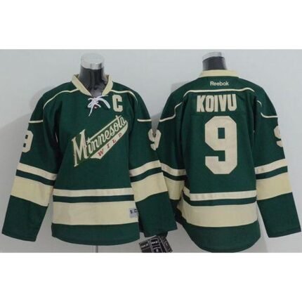 Wild #9 Mikko Koivu Green Stitched Youth NHL Jersey