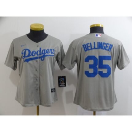 Women's Los Angeles Dodgers #35 Cody Bellinger Grey Cool Base Stitched MLB Jersey(Run Small)