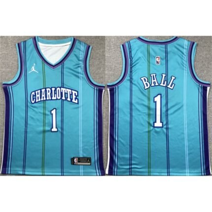 Youth Charlotte Hornets #1 LaMelo Ball Purple  Stitched Basketball Jersey
