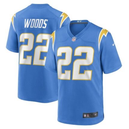 JT Woods Los Angeles Chargers Nike Game Jersey - Powder Blue